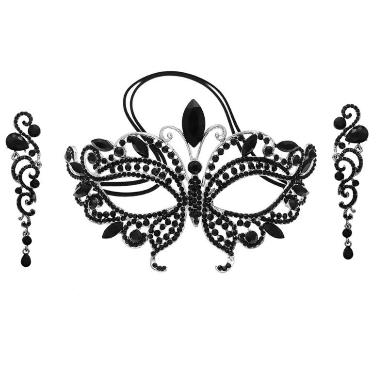 Temperament Rhinestones Jewelry Masquerade Half Face Eye Masks with Adjust Strap