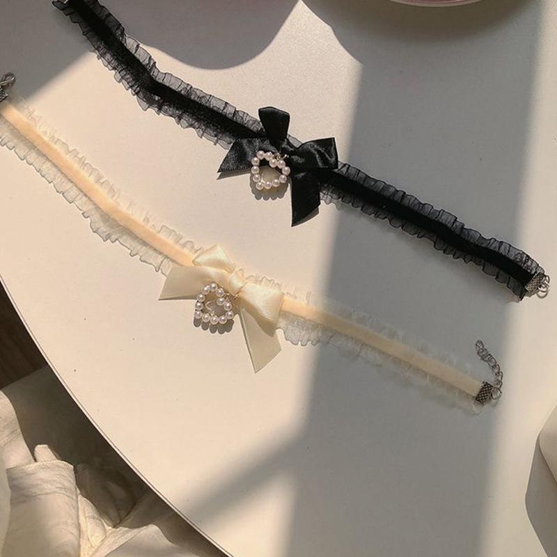 Женский милый воротник Лолиты ручной работы винтажное кружевное колье в форме сердца для женщин готическое ожерелье с бантом аксессуары для женской униформы