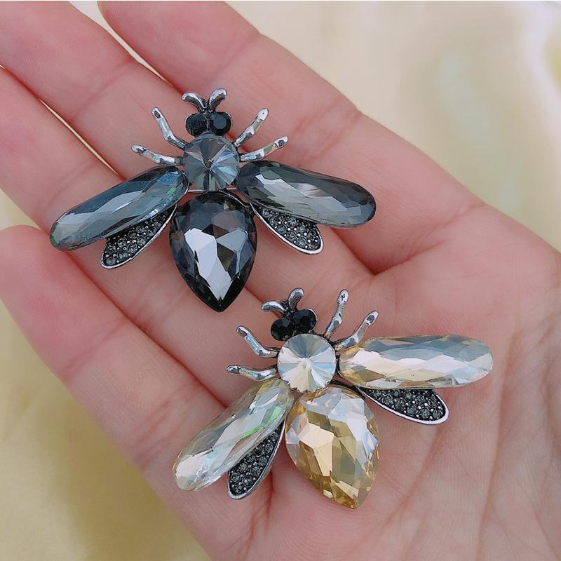 Cute Big Champagne Bee Brooches Delicate Insect Brooch For Women Pins Party Jewelry Gifts