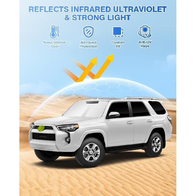 Солнцезащитный козырек на лобовое стекло, подходит для Toyota 4Runner 2010-2023 2024, козырек на боковое заднее окно, комплект козырьков на полное окно, защита конфиденциальности, сохранение автомобиля