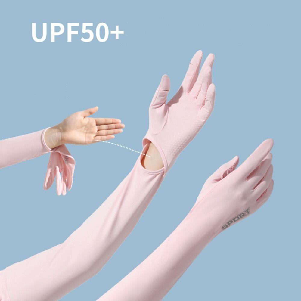 Elastic Long Ice Silk Sleeves Thin Cycling Gloves Breathable Sunscreen Arm Covers Outdoor