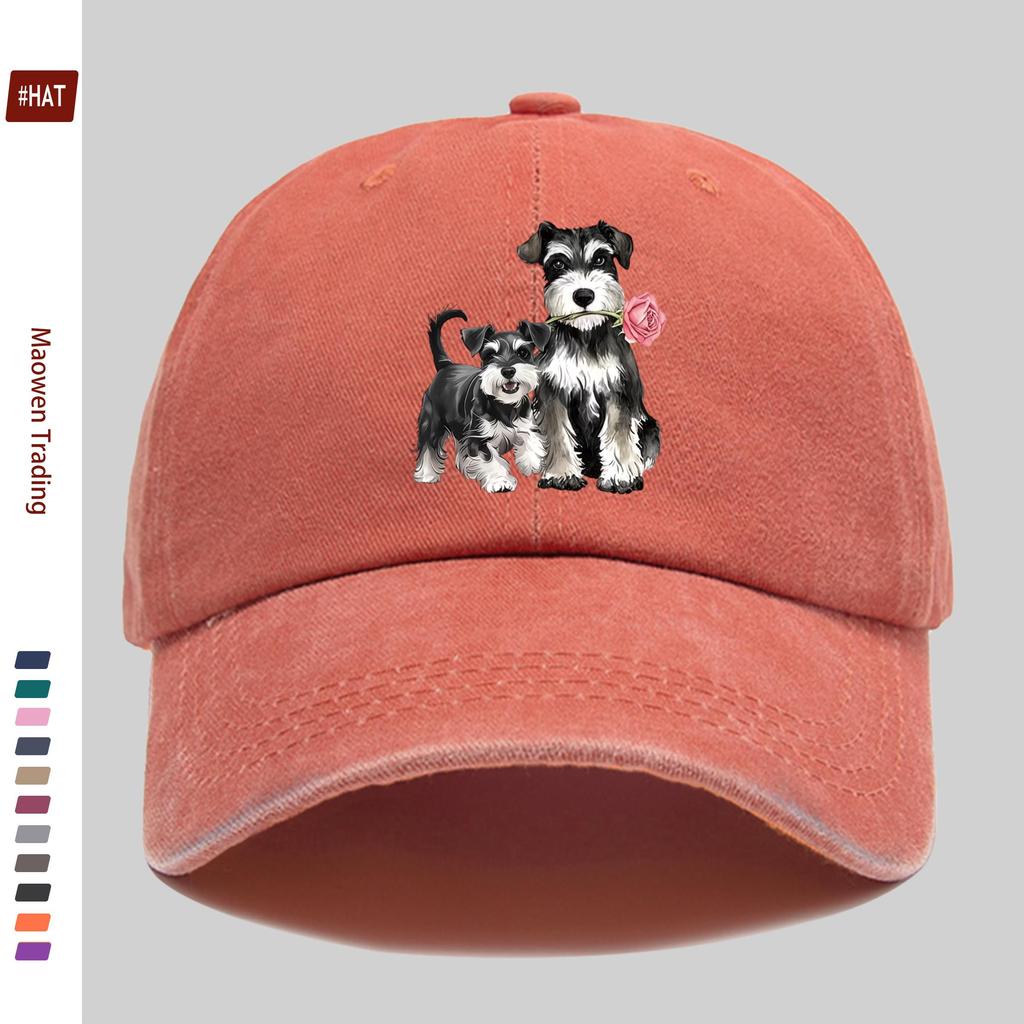 pc Cute Schnauzer Pet Dog Pattern Printed Baseball Cap Unisex Sun Hat Multiple Colors Available Papa Hat Comfortable and Li