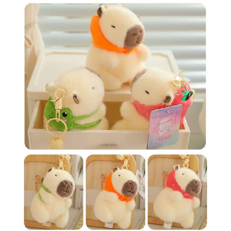 Strawberry Hat Persimmon Capybara Plush Pendant Keychain Backpack Decoration