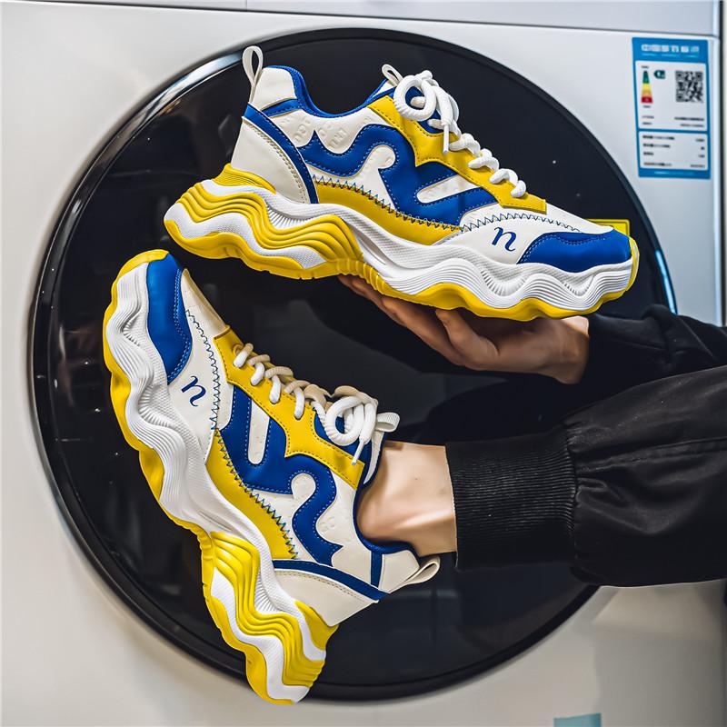 Модная осенняя новинка Мужская повседневная спортивная обувь Низкие кроссовки на толстой подошве из мягкой кожи Кроссовки для папы Нескользящая легкая мужская обувь для бега