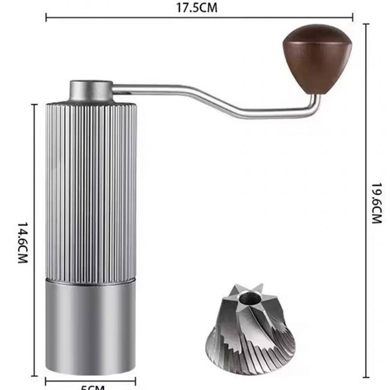 Manual Coffee Grinder With CNC Precision Steel Burr Aluminum Body Portable Hand-Crank Home Use