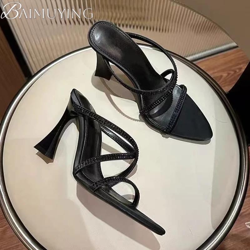 Fashion Crystal Women High Heels Slippers Sexy Heeled Sandals Luxury Summer Shoes 2025 Trend New Party Dress Woman Pumps Mujer Sandalias