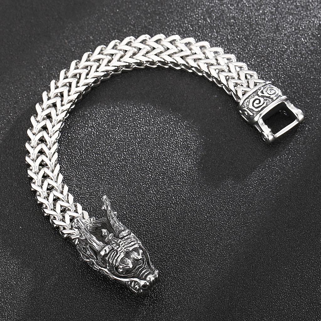 12mm Dragon Charm Bracelet with Mesh Chain - Stainless Steel 316L - KB148282-KJX