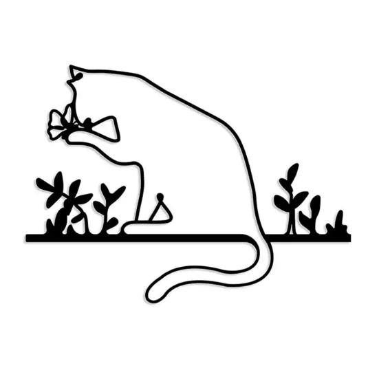 Металлическое украшение на стену для питья кофе Современное минималистичное абстрактное настенное украшение с черной кошкой и бабочкой