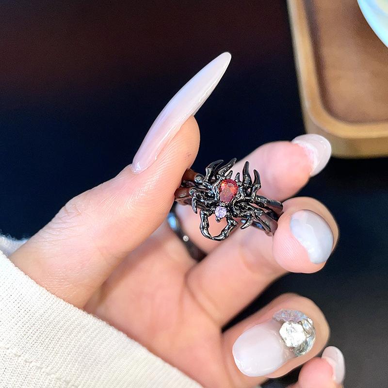 Trendy Vintage Opal Irregular Natural Stone Ring White Opal Aesthetic Hollow Boho Finger Rings For Women Y2K Creative Jewelry