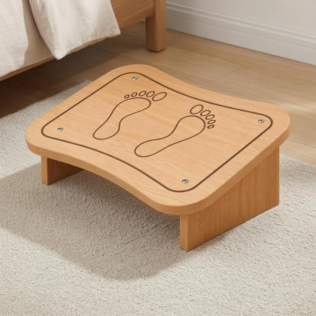 Wooden Footrest Stool StrainRelieving with SpaceSaving Design Spinal Alignment Raised Foot