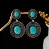 Bohemian Fringed Turquoise Earrings, Retro Minority Style Earrings, Personalized Temperament Earrings.