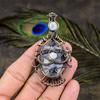 Natural Tiffany Stone, Moonstone Gemstone Copper Wire Wrap Pendant 3.15" L4y45