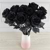 10Pcs Artificial Flower Decroative Realistic Faux Silk Flower Practical Unique Black Rose Flower for Office