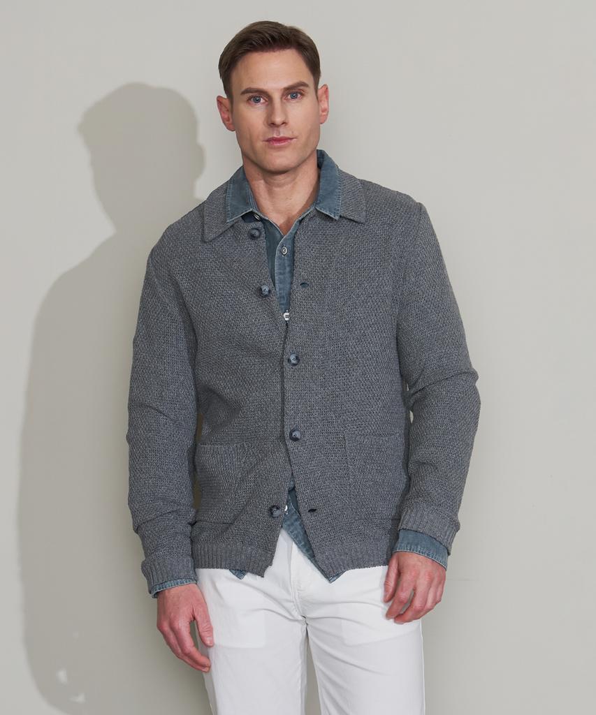 Panicale Gray Acrylic Cotton Knit Jacket