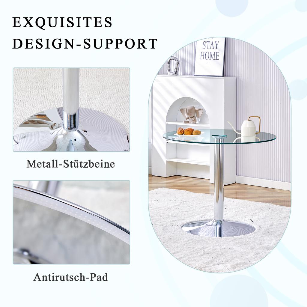 Modern minimalist glass bar table: With a diameter of 85 cm and a height of 76 cm, it is the choice for a light luxury structure.