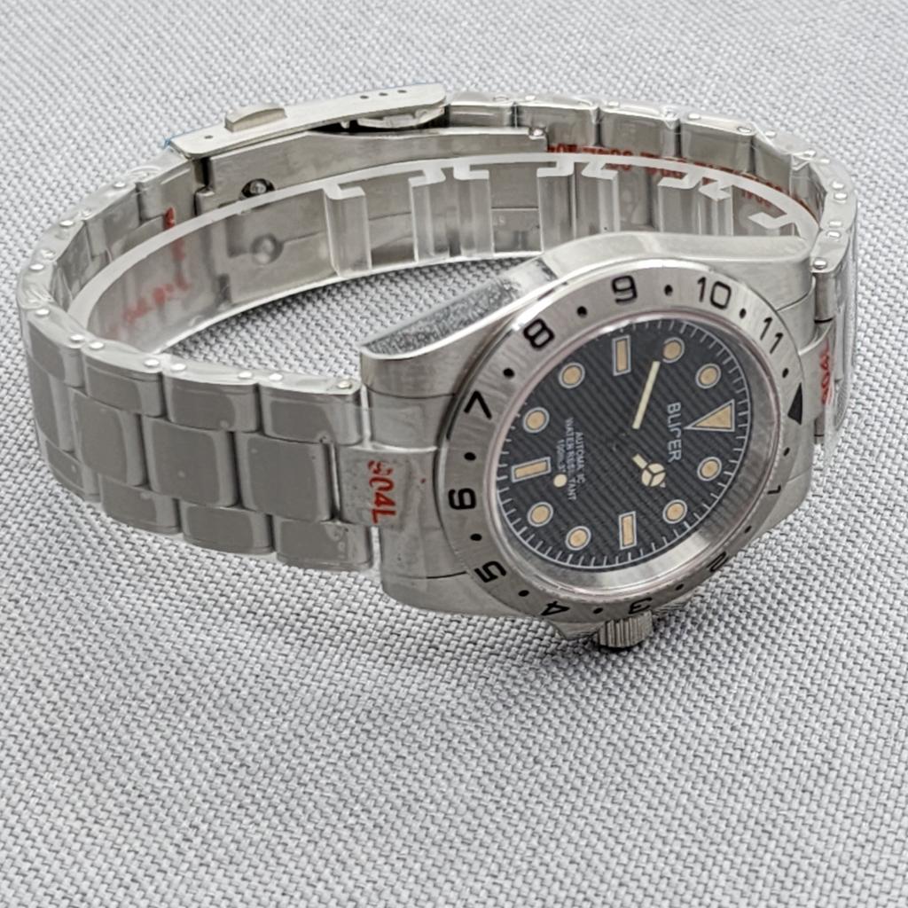 40mm Fixed Circle 1-12 Display Sapphire Glass Stainless Steel Double Push Button Strap Japanese Nh35 Movement Automatic Watch