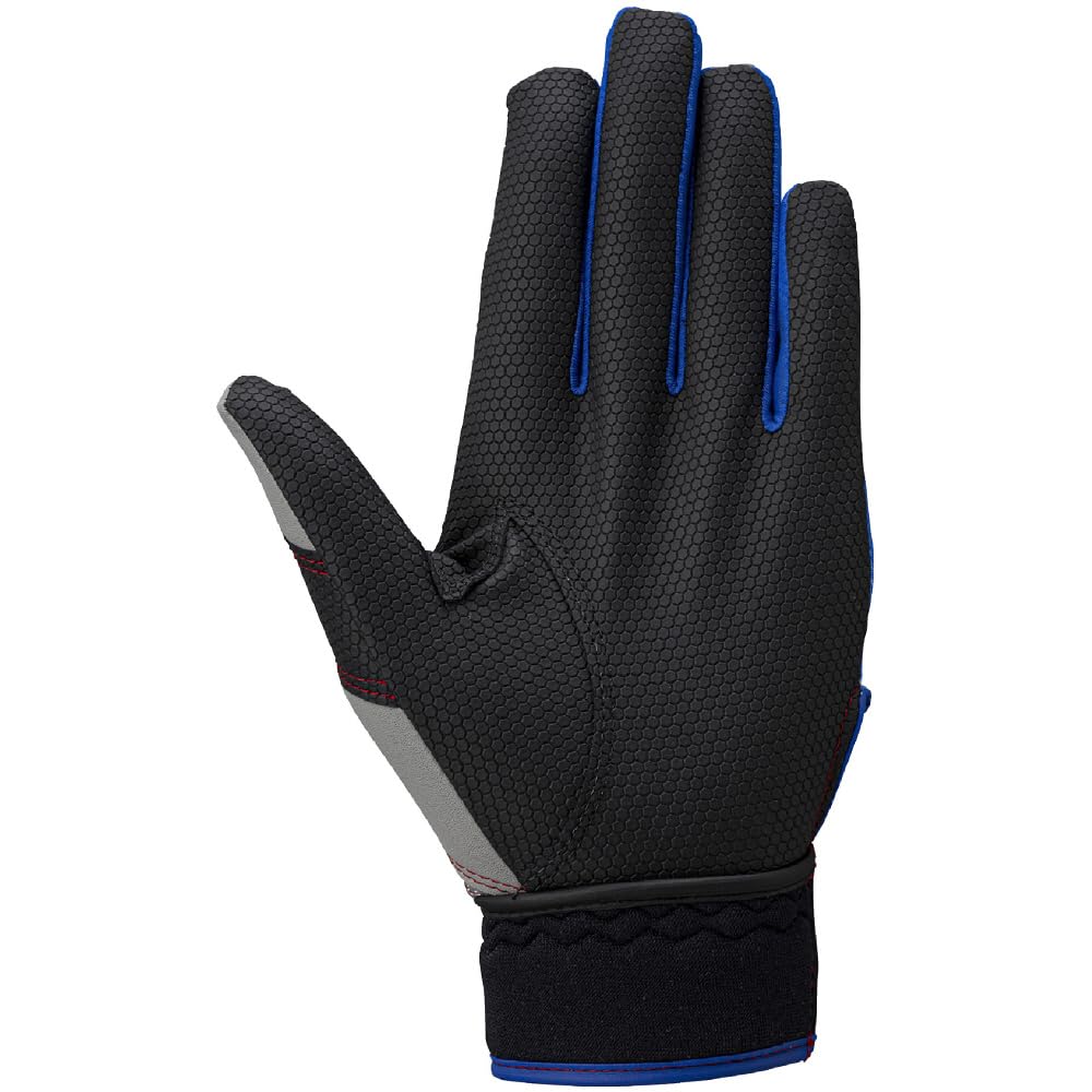 Mizuno Deer Rookie Batting Gloves for Baseball and Softball Exclusive to Mizuno Direct Stores (JM Size) (1EJEY842) - Blue/Gray/Silver (JM Size) -