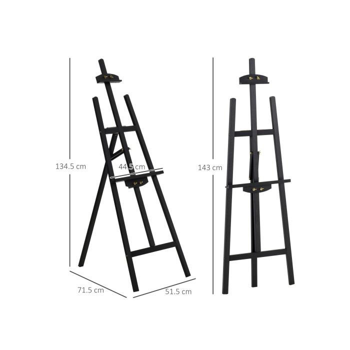 HOMCOM Chevalet en bois de pin, pliable &amp; réglable à 90°, chevalet assis et debout pour la peinture artistique