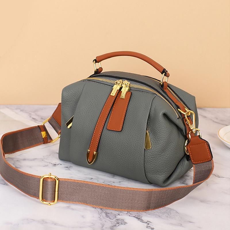 2025 High-end Genuine Leather Vintage Boston Pillow Bag Luxury Designer Tote Lady Stylish Cowhide Handbag Shoulder Crossbody Bag