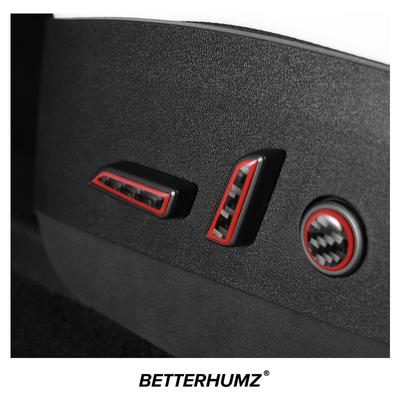 Betterhumz для Tesla Model 3 Model Y-2023, кнопка регулировки автомобильного сиденья, наклейка, чехол из углеродного волокна, внутренняя отделка