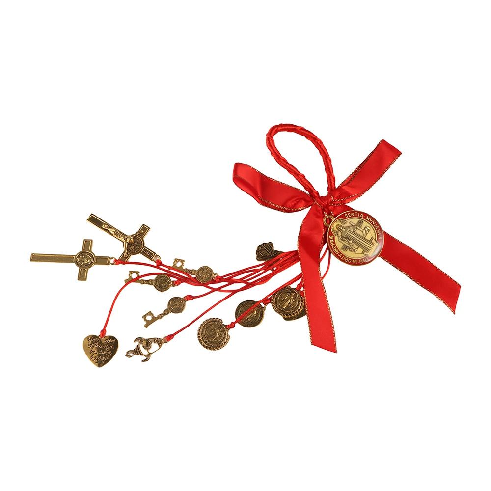 Винтажный кулон-медальон Святого Бенедикта Молитвенный сплав Католические подвесные украшения Благословение Католический Сан-Бенито Медаль Крест