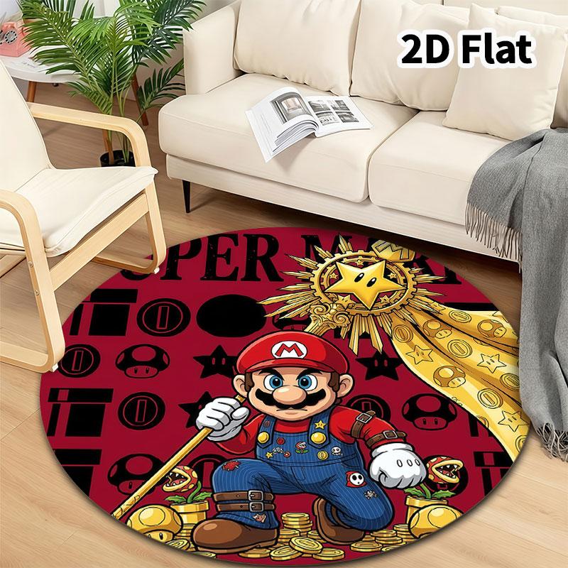 Super Mario Round Area Rug Carpet Rug For Living Room Bedroom Sofa Playroom Decor Nonslip Floor Mat