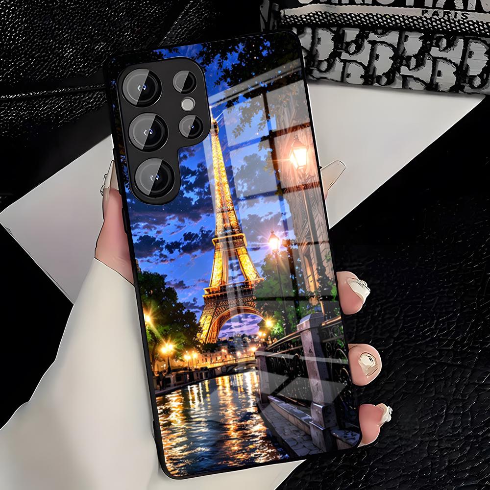 Чехол для телефона Paris Eiffel Tower для Samsung S26 S25 Plus S20 S20 Plus S22 Ultra S23 FE S21 Plus S21 Ultra Стеклянная крышка