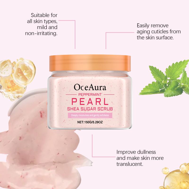 Oceaura Mint & Pearl Body Scrub Moisturizing Body Scrub For Smooth Skin Deep Cleansing Long-Lasting Hydration