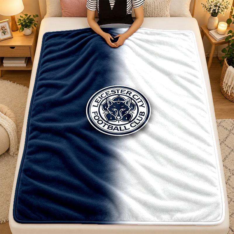 Flannel BlanketLeicester City Football Warm Soft Throw Blanket for Indoor Sofa Bed Living Room Use