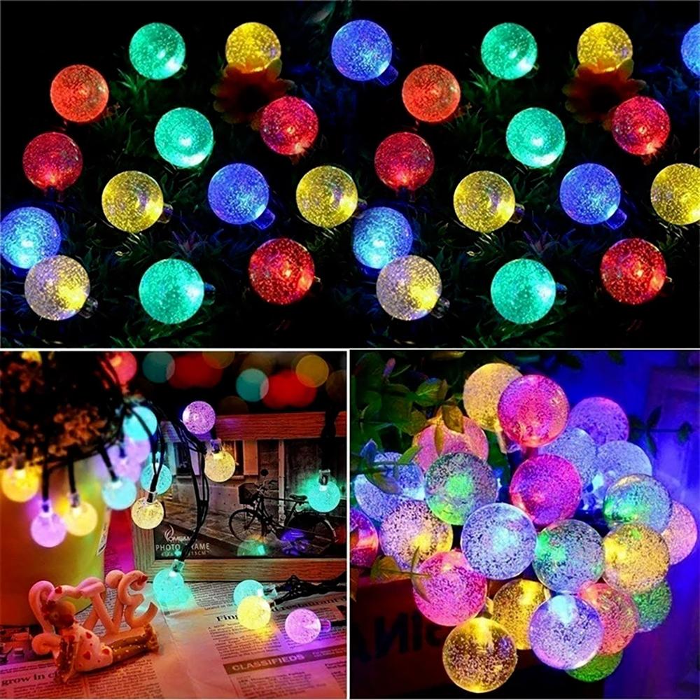 Solar String Lights Outdoor LED Crystal Globe Ball Light with 8 Modes Waterproof Solar Powered Patio Light for Garden Party Wedding Decor