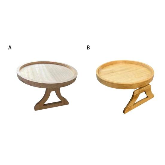 Универсальный поднос для дивана, складной поднос для напитков, закусок, контроль, приподнятые края, экономящий пространство дизайн, нескользящий приставной столик для дивана, круг