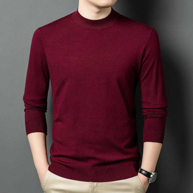 Men S Round Neck Long Sleeve Knit Sweater Loose Fit Casual Pullover