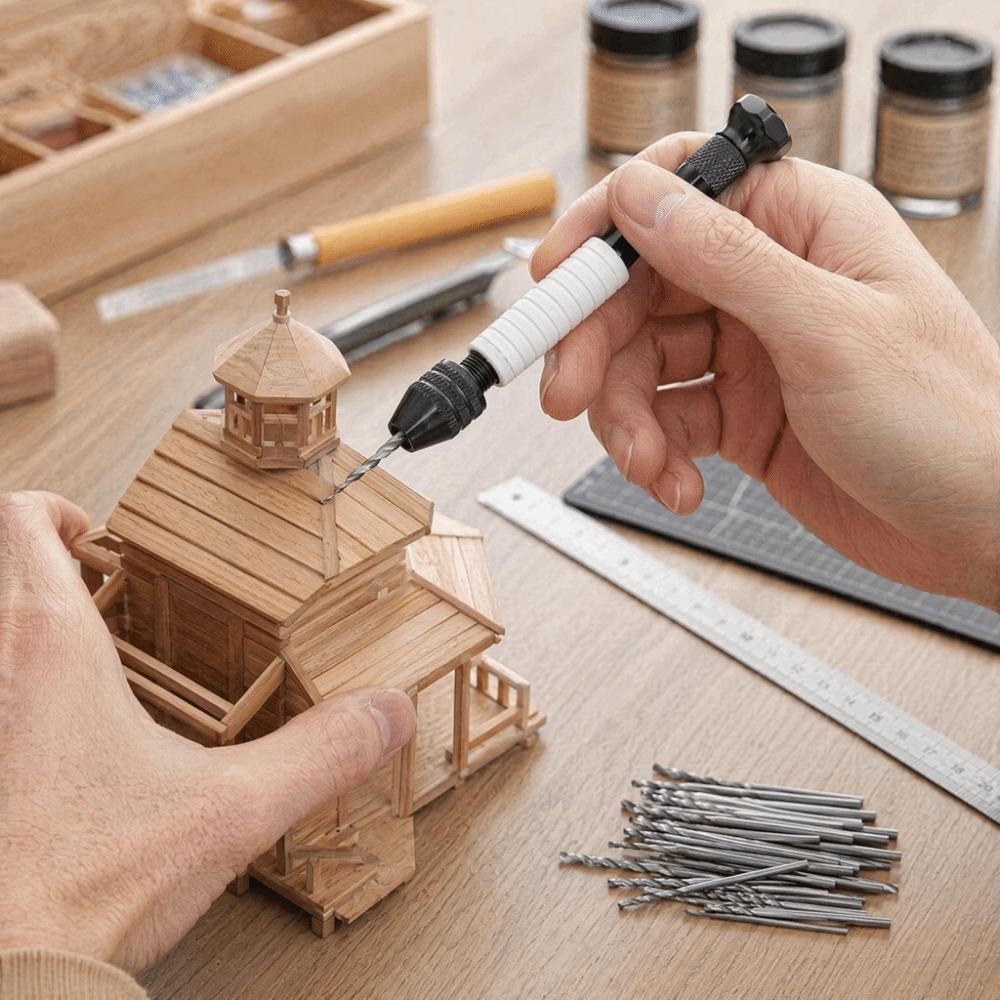 48PCS High Speed Steel Pin Vise Hand Drill HSS Micro Twist Bits Mini Hand Drill Plastic Models