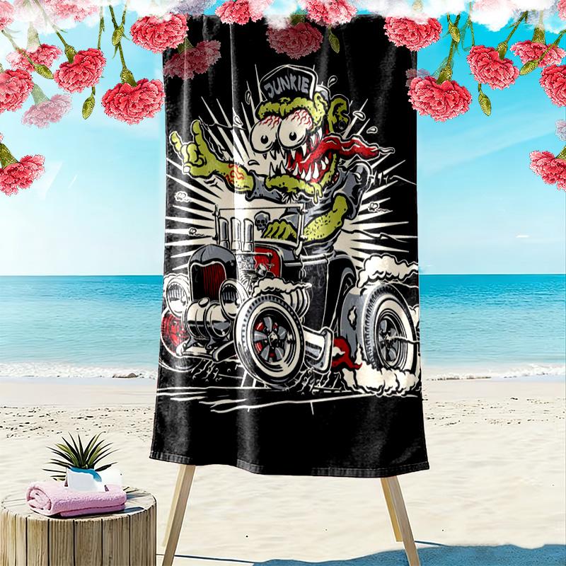 Fun monster truck 2D Flat Print Beach Towel, Large Soft Quick Dry Towel for Beach Camping SwimmingZSTJ0915445