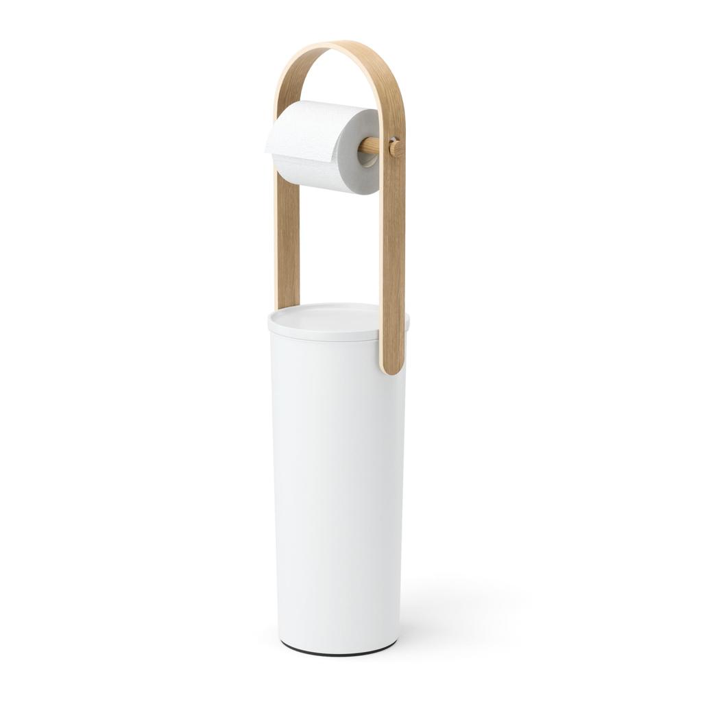 Umbra Bellwood Toilet Paper Stand Holder with Extra Storage Holds 3 Rolls Compartment,