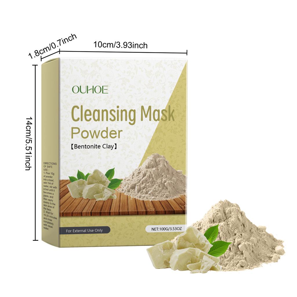 OUHOE Cleansing Mask Powder,Deep Pore Cleansing Exfoliating Facial Mask,Oil Control Clay Mask to Remove Impurities & Dead Skin for Smooth Glowing Skin