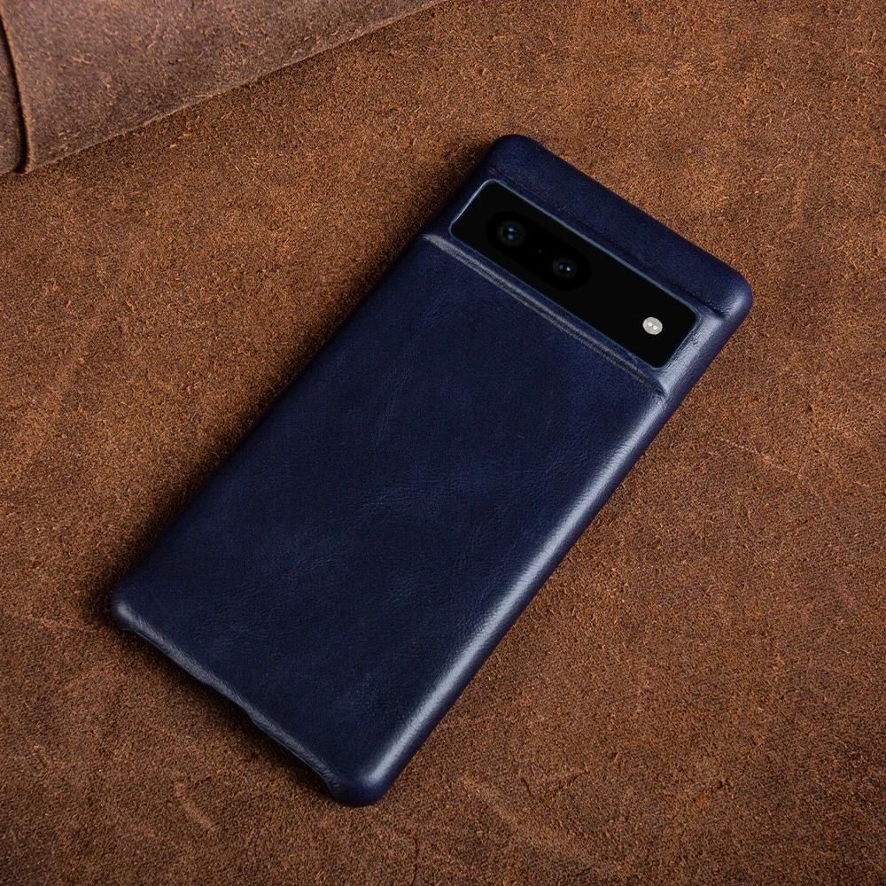 Oil Wax Genuine Leather Case For Google Pixel 7 Pro Case Series 6A 6Pro 5A  Aesthetic Vintag Phone Cover Capa Back Coque Carcasa
