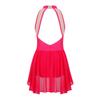 Kids Girls Elegant Chiffon Dress Sleeveless Stand Collar Backless Rhinestone Floral Stage Costume
