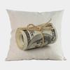 New Us Dollar Decorative Sofa Throw Pillows 18 Inches Square Linen Cotton Money Print Ofiice Chair Seat Cushion Cover Home Decor