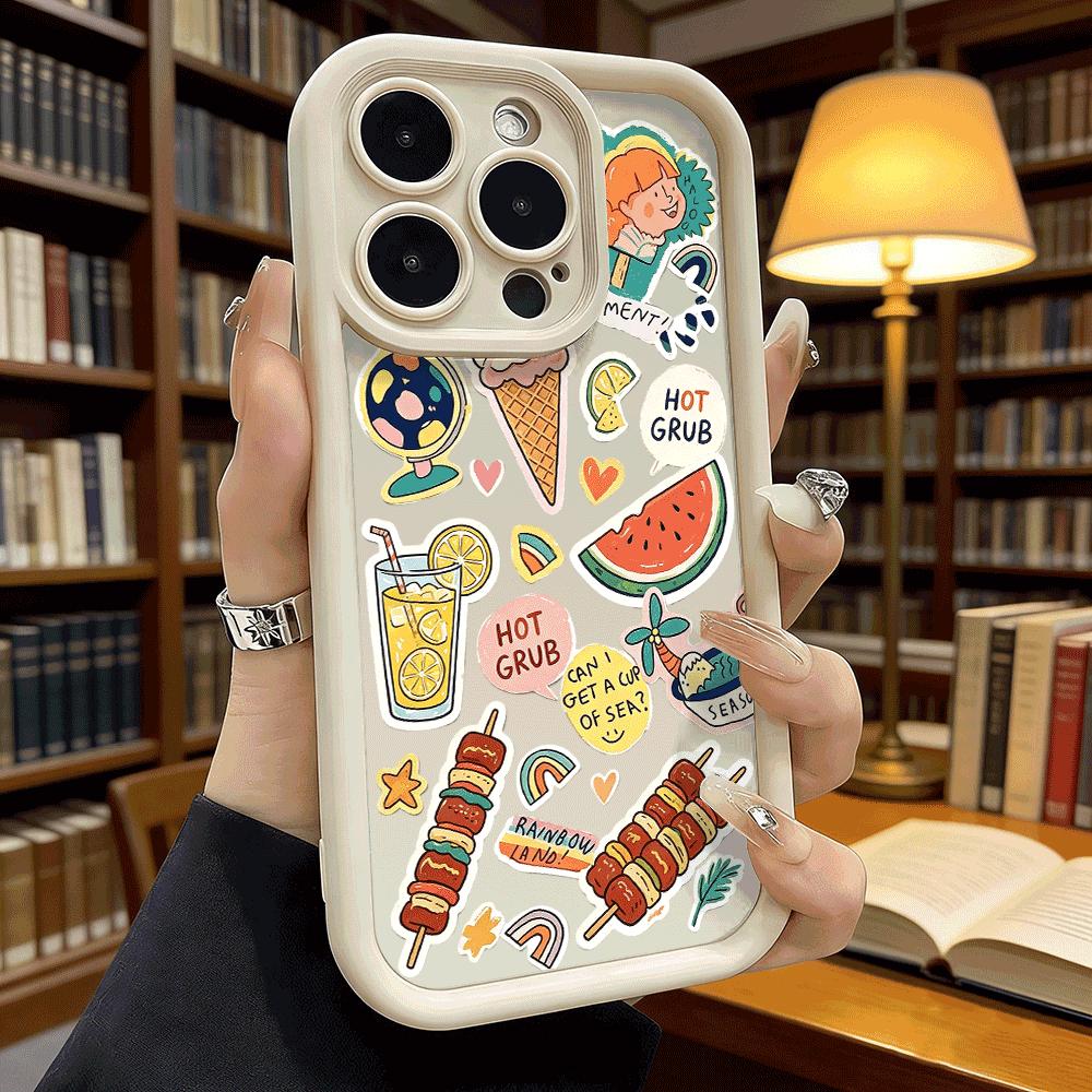 Summer Food Stickers Set Shockproof Soft Phone Case For Xiaomi Redmi Note 15 14 13 12 11 10 9 8 Pro Anti-Slip Anti-Fall Cover