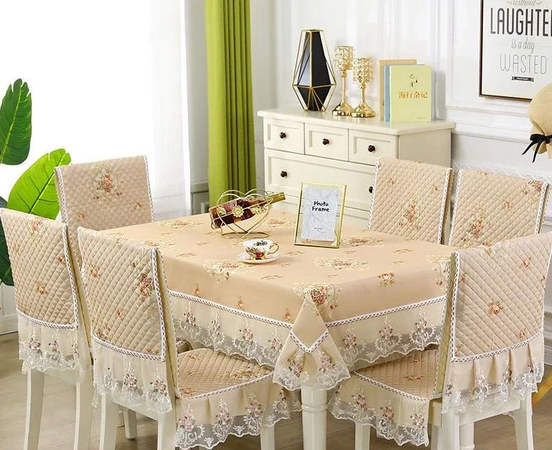 Кружевной однотонный чехол на стул в европейском стиле, чехол на обеденный стол и табурет, ткань для домашнего обеденного стола, ткань на спинку стула