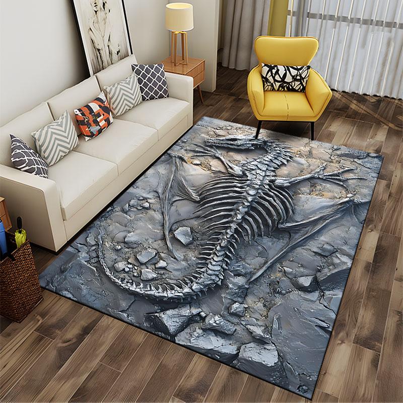 Dragon Fossil Pattern Carpet suitable as a non-slip mat for the living room or bedroom sofa