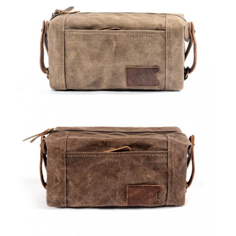 Mens Waterproof Canvas Toiletry Bag Travel Organizer Small Size Business Trip