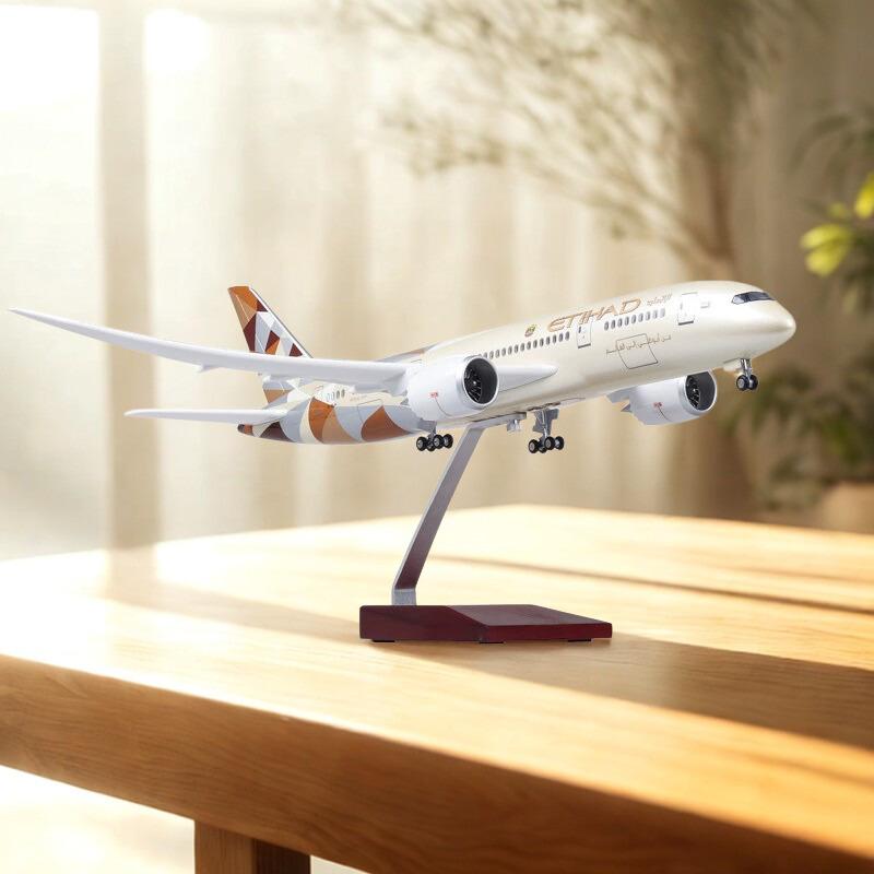 43СМ 1/130 Модель самолета B787 Dreamliner Авиакомпания Etihad Модель самолета Легкий самолет Подарки для взрослых Дисплей Домашний декор Аксессуары