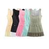 Kaslead New Arrival Women's Clothing Fashion Style Fashion Slim Fit Square Collar Sleeveless Pleated Dress