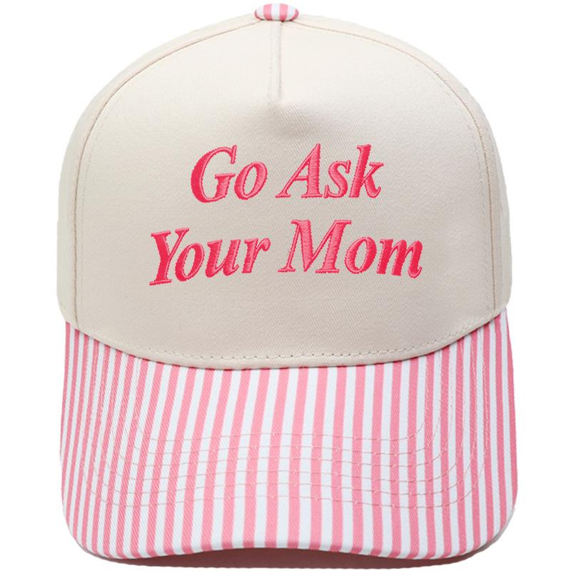 Go Ask Your Mom Embroidery Truck Driver Baseball Cap Color Matching Fun Men's and Women's Casual Sun Hats