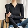 Autumn/winter Knitted T-shirt Women's Pullover Knit Sweater V-neck Polo Shirt Top Knitted Undershirt Women's Stretch Skinny Sweater Undershirt