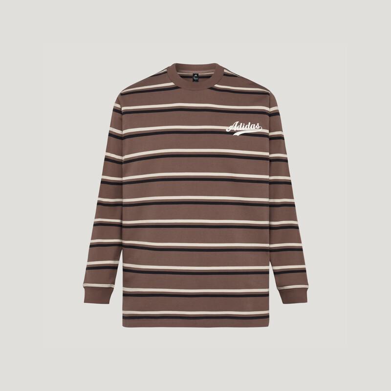 Adidas Unisex Relaxed Fit Striped Long-Sleeve T-Shirt