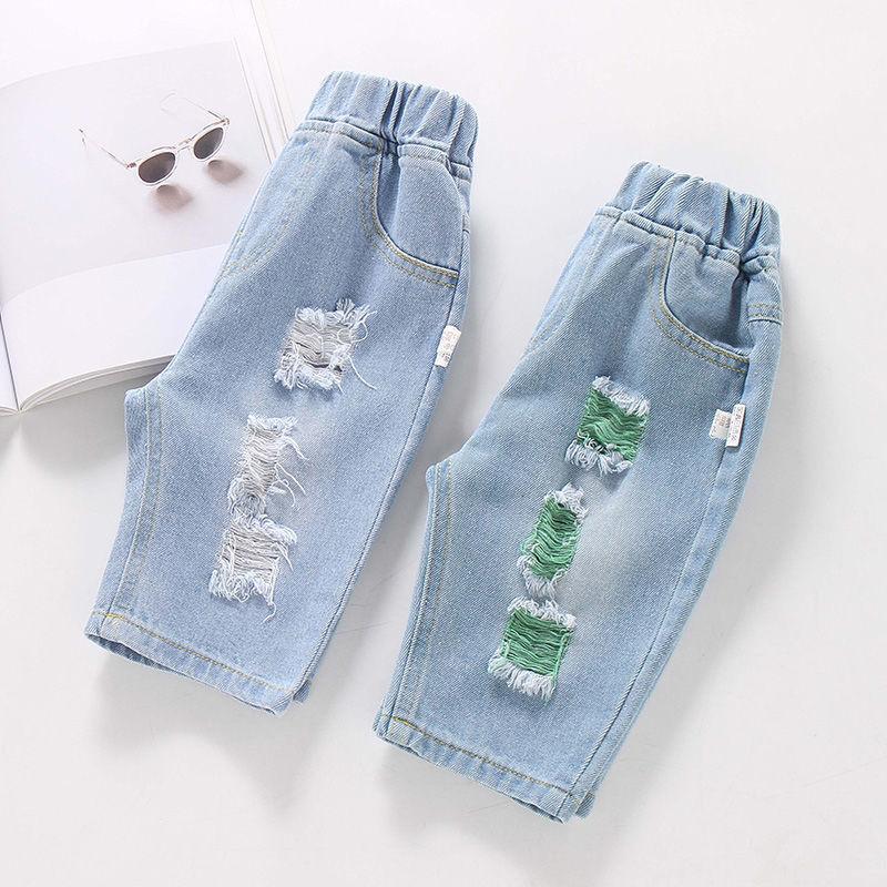 Детские летние шорты для верхней одежды джинсы для мужской моды рваные брюки средней длины новые детские брюки