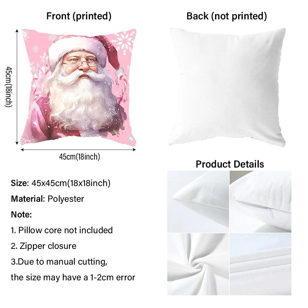 Christmas Decoration Pillowcase Retro Style Fawn Snowman Santa Claus Little Girl Pattern Suitable for Home Sofa Cushion Cover